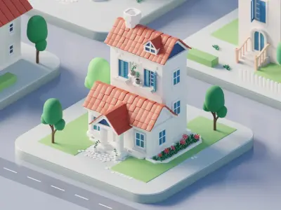 Cartoon Houses Low Poly Collection 3D model