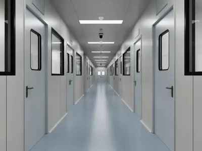 Modern Hospital Cleanroom Laboratory Corridor 3D model