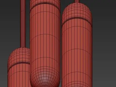 Champagne Gold LED Multi Light Pendant 3D model