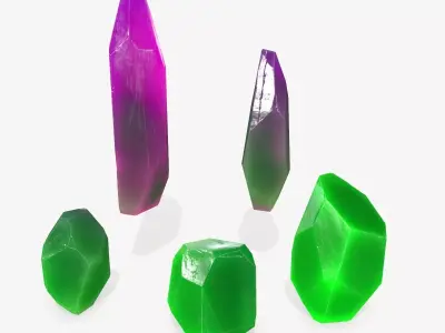 Crystal Set Low-poly 3D model