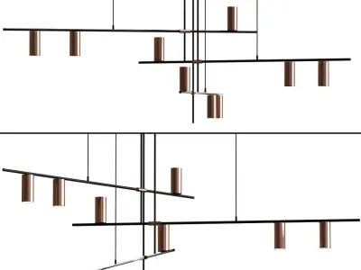 Light Suspension Chandelier In Black 3D model