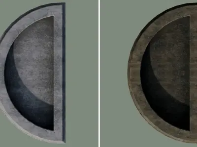 Old Dirty Moldy Concrete Water Fountain Low-poly 3D model