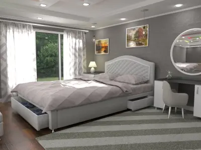 Comfortable bed room Low-poly 3D model