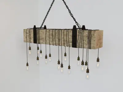 Wooden Light Chandelier 3D model