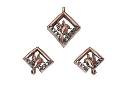 084 - Bird Pendant Set for Women 3D print model