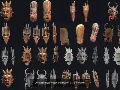 African tribal mask collection 2 3D Model Pack