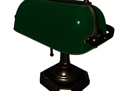 Classic Bankers Lamp Green Brass Low-poly 3D model