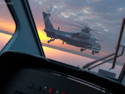  Changhe Attack Helicopter Z-10 with Rocket Loadout Black Rigged 