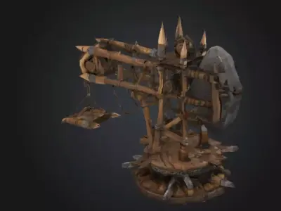 Orcish Catapult Construction Tower STL OBJ 3D model