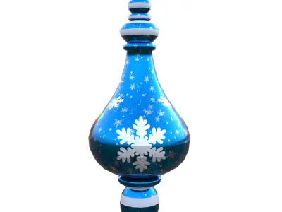 Charming Elf Holiday Blue Bauble 3D Model  PBR Low poly Low-poly 3D model