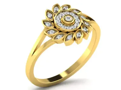 Light Weight Yellow Gold Diamond Ring  -DR-6296 3D print model