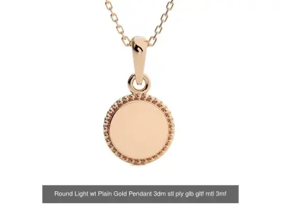 Round Light wt Plain Gold Earrings Studs 3dm stl ply glb gltf  3D Model Pack