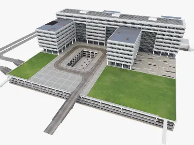 Research Center Building  Low-poly 3D model