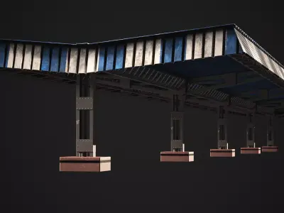 Indian Railway Platform Modular Pack Low Poly Game Ready Low-poly 3D model