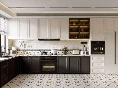 French Light Luxury Kitchen 3D model