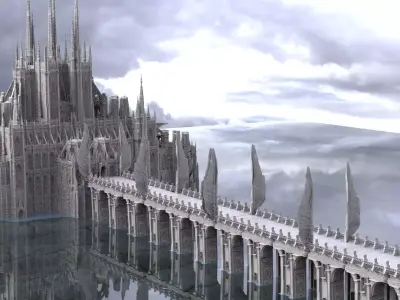 League of legends Inspired Cathedral with Angel Bridge  3D model