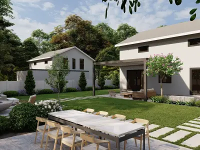 Garden Landscape 3D Model - SketchUp and Lumion Scene 3D model 3D model