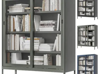 IKEA - IDASEN Glass showcase with sliding doors with books 3D model