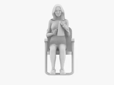 Woman knitting 3D print model