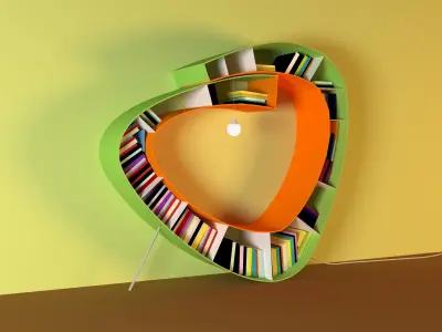 Creative book shelf with lamp Free 3D model