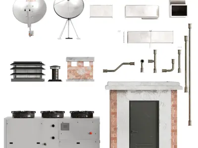 Rooftop Props Set Low-poly 3D model