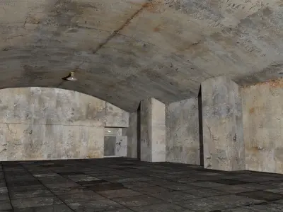 bunker with various underground rooms Low-poly 3D model