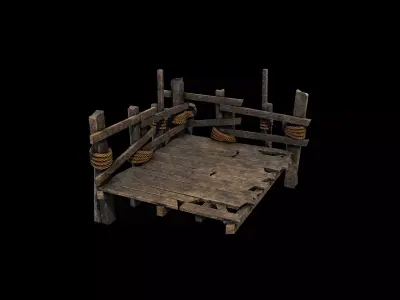 Wooden Bridge Low-poly 3D model 5