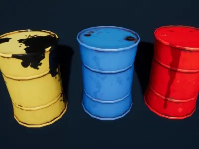 Stylized Oil Toxic Waste Barrel Low-poly 3D model