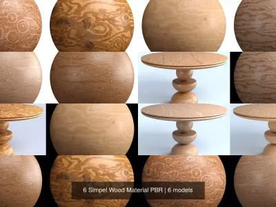 6 Simpel Wood Material PBR Texture