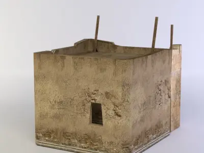 Building old with stairs and door Low-poly 3D model