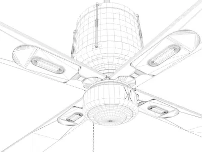 Ceiling-Fan ceiling fan with three blades 3D model