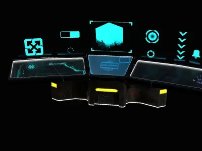 Sci-Fi Triple Console Game Ready  Low-poly 3D model