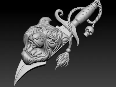 Tiger Dagger HipHop Pendant Savage Street Rapper Jewelry STL OBJ 3D print model