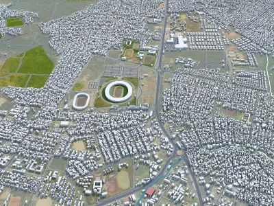 Lusaka Zambia 40km Low-poly 3D model
