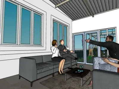 ROOFTOP GARDEN WITH INTERIOR 3D model