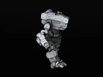Hunchback humanoid robot 3D print model