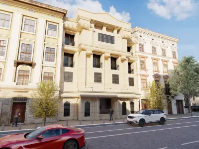 Classic stone facade-Building Classic Facade Element 3D model 5
