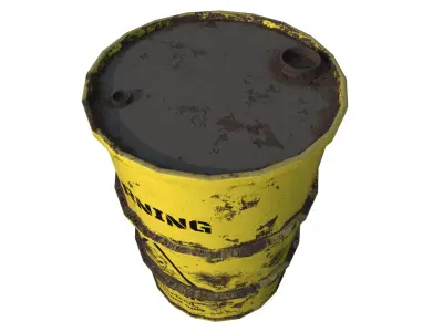 Barrel Yellow Damage Signal Low-poly 3D model