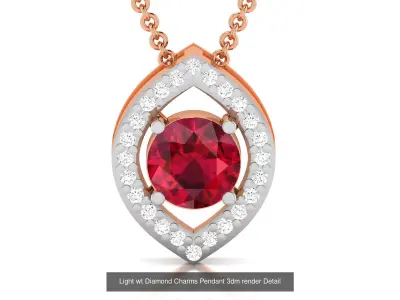 19 Gemstone Light wt Diamond Charms Pendant 3dm render Detail  3D Model Pack