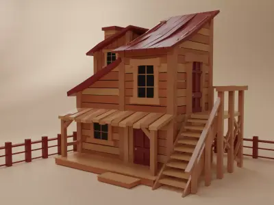 Low Poly Wild West House Low-poly 3D model