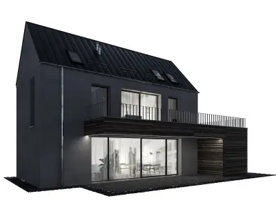 Modern house 13 at night 3D model