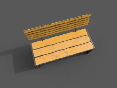 Street Bench Low-poly 3D model
