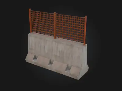 Concrete Barrier with Metal Fence  Urban Protection Reinvented 3D model