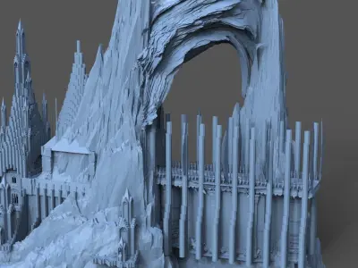 Ancient Elden Irish Cathedral Cliff Towers  3D model