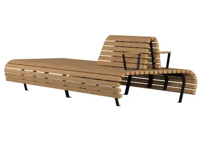 Nola Bench   Modern Urban Outdoor Seating Low-poly 3D model