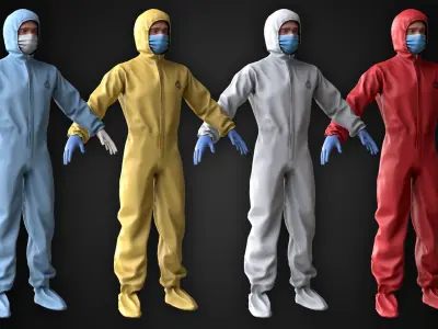 Man In Protective Suit Low-poly 3D model