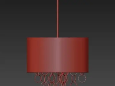 3 Light Cascading Ring Polished Nickel Pendant 3D model