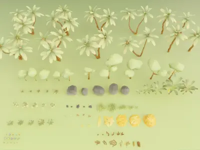 Low Poly Nature Jungle pack Low-poly 3D model