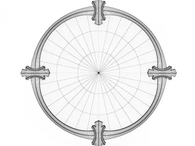 Golden Round Mirror 3D model