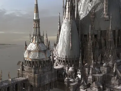 Barbarian Port City Grand Ocean city Kitbash 3D model